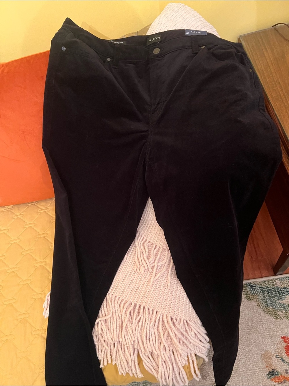 Talbots Black Straight-Leg Corduroy Pants NWT